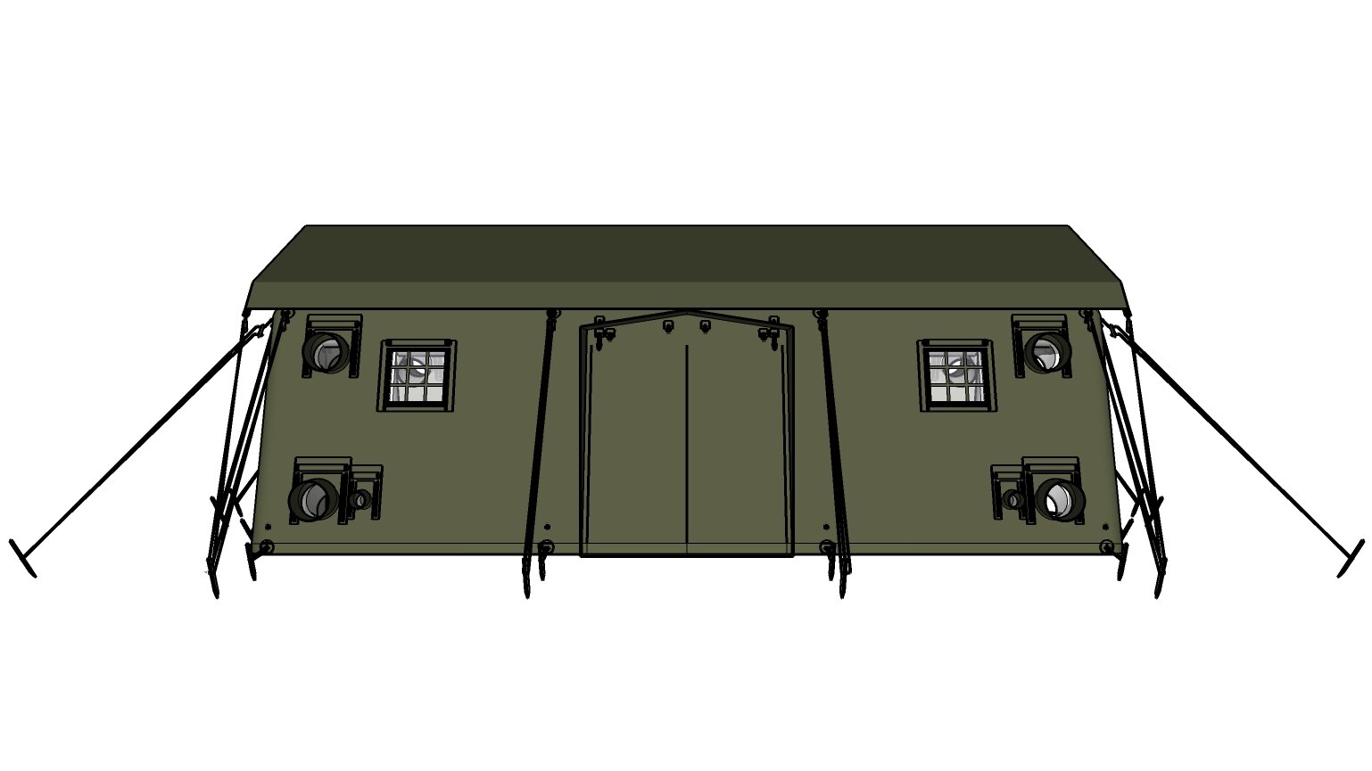 Rendering Seitenansicht Aufblasbares Rettungszelt MZI 39