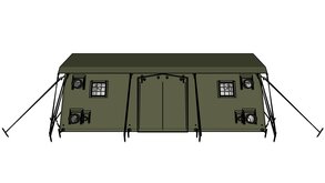 Rendering Seitenansicht Aufblasbares Rettungszelt MZI 39