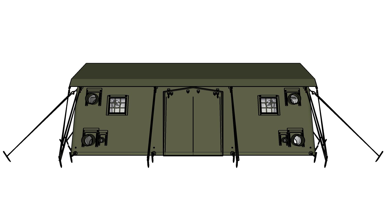 Rendering Seitenansicht Aufblasbares Rettungszelt MZI 39