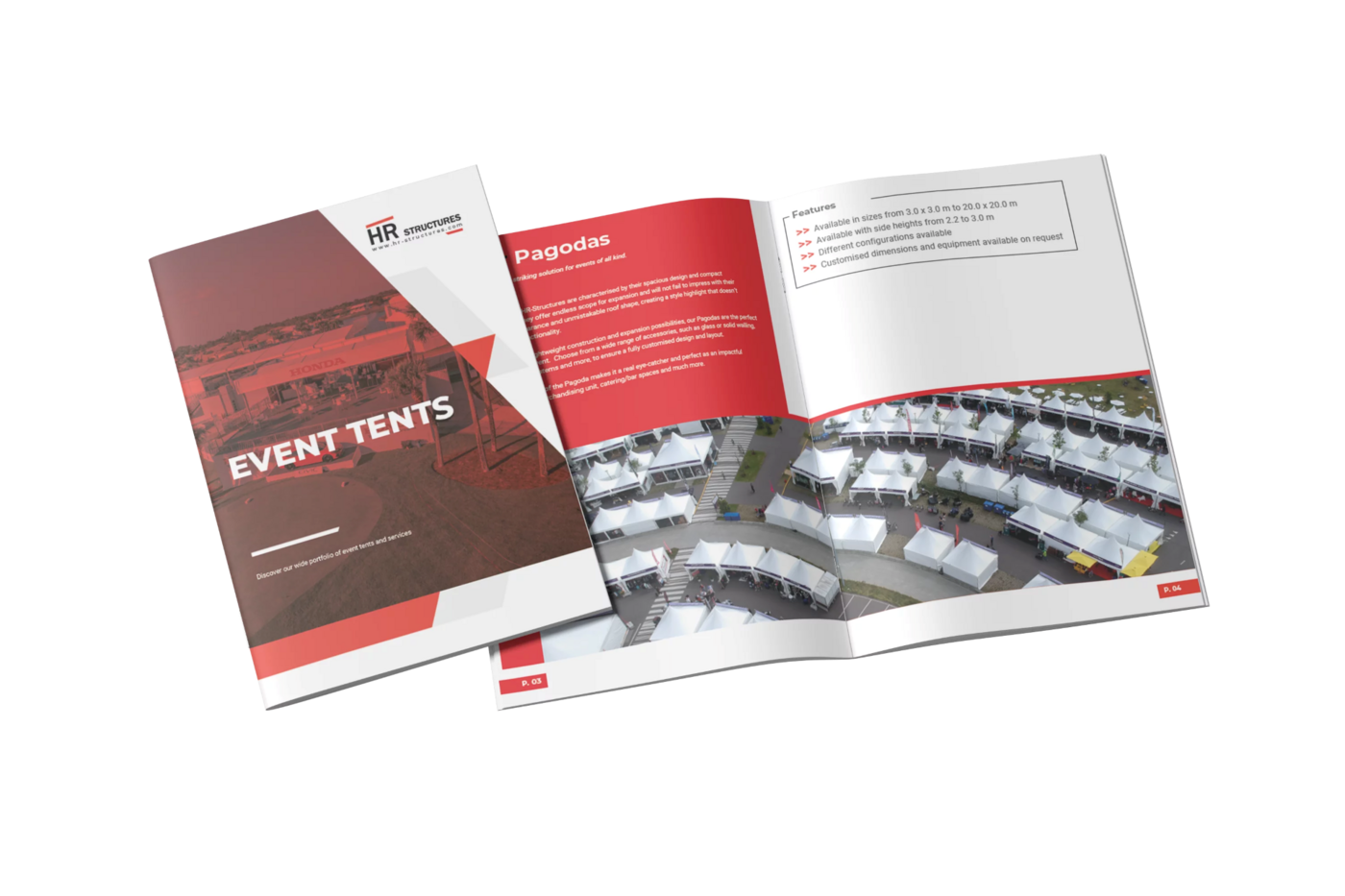 HR Structures brochure for event tents
