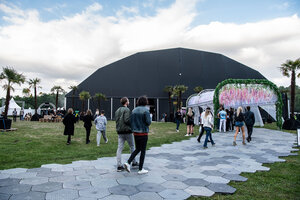 Polygon tent for electro festival exterior view