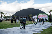 Polygon tent for electro festival exterior view