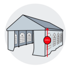 Icon Festzelt Seitenhöhe  bis zu 2,3 m