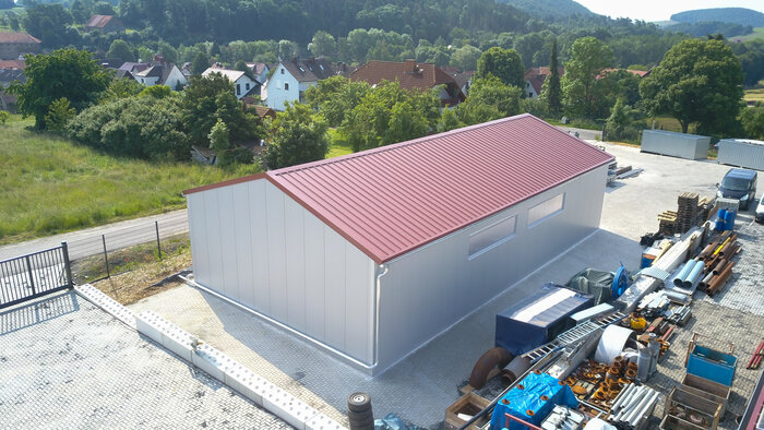 Aerial view of industrial hall