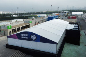 Bird's eye view of a marquee