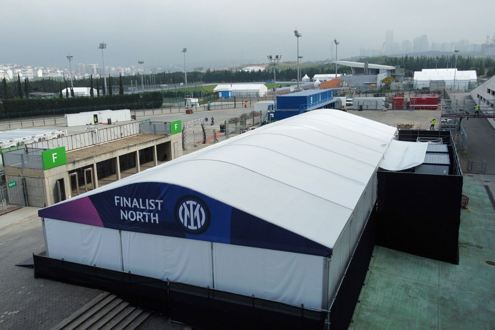 Bird's eye view of a marquee