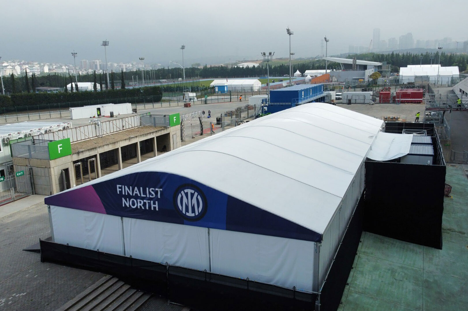 Bird's eye view of a marquee