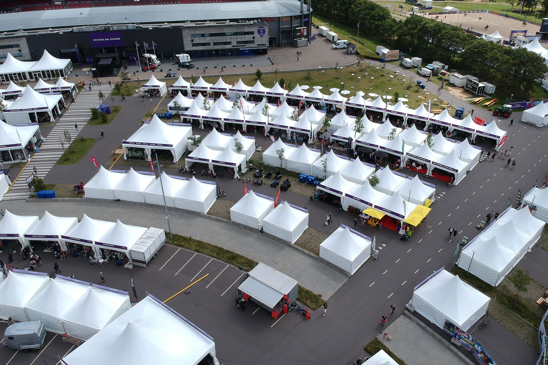 Detail picture of some pagoda tents arranged round