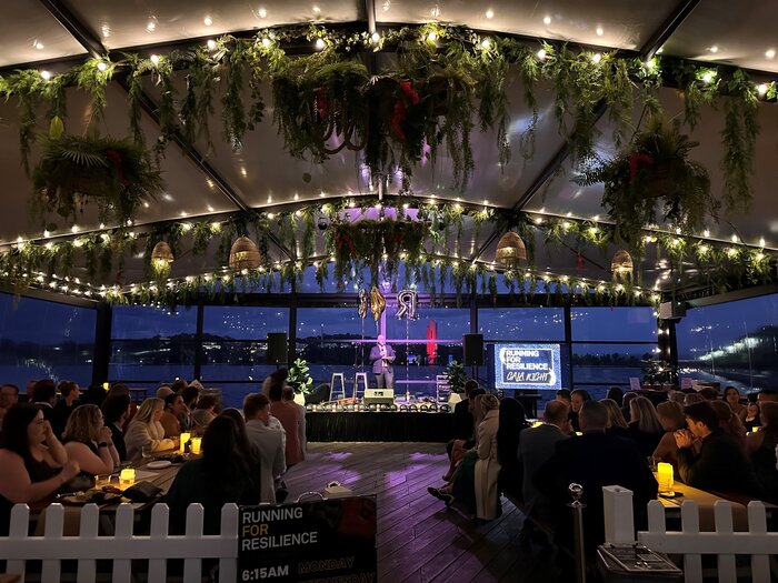 Inside marquee event tent