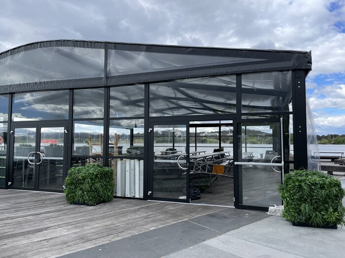 Stylish black framed marquee