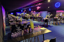 View into a fully equipped party tent