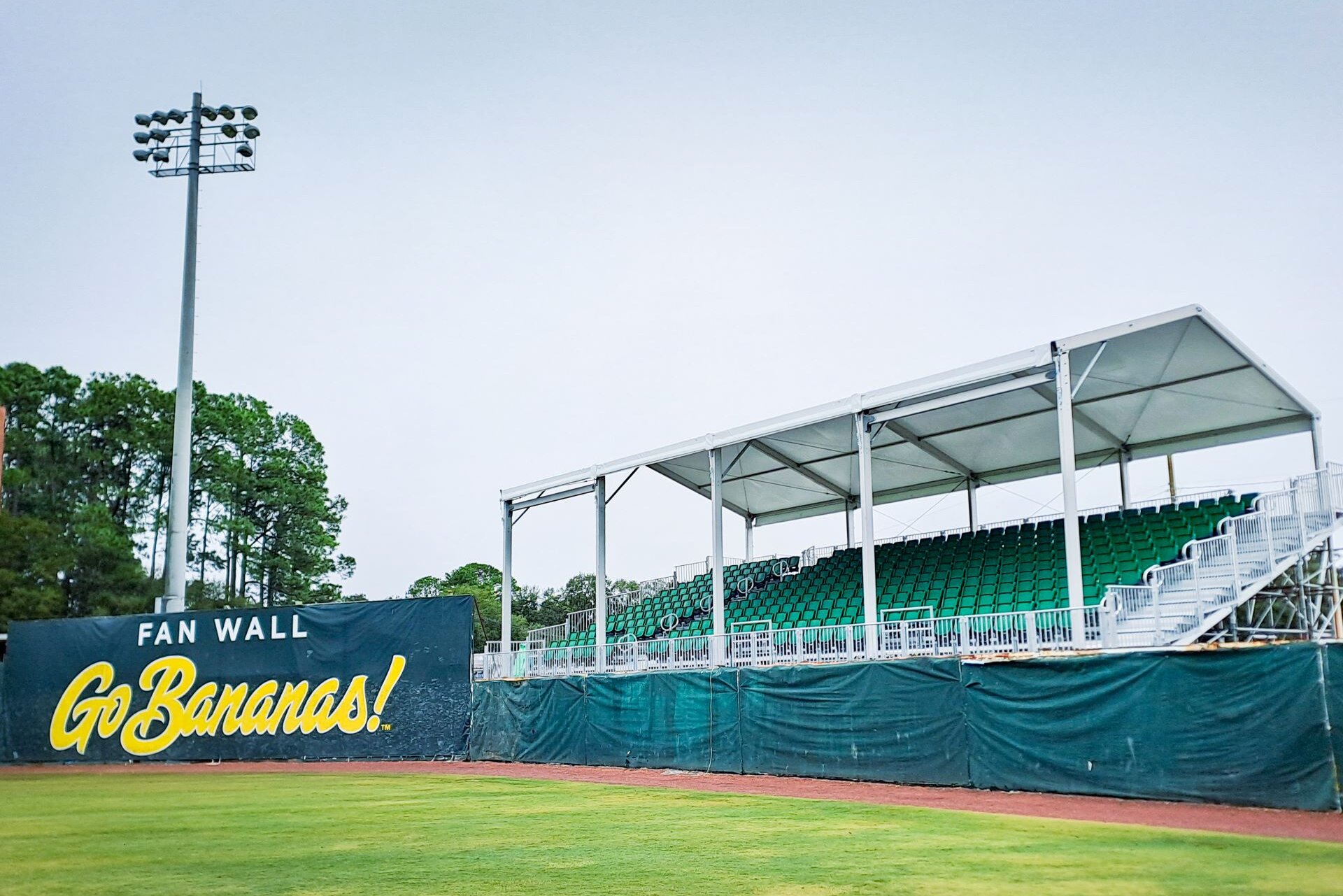 Roofing on tribune exterior view