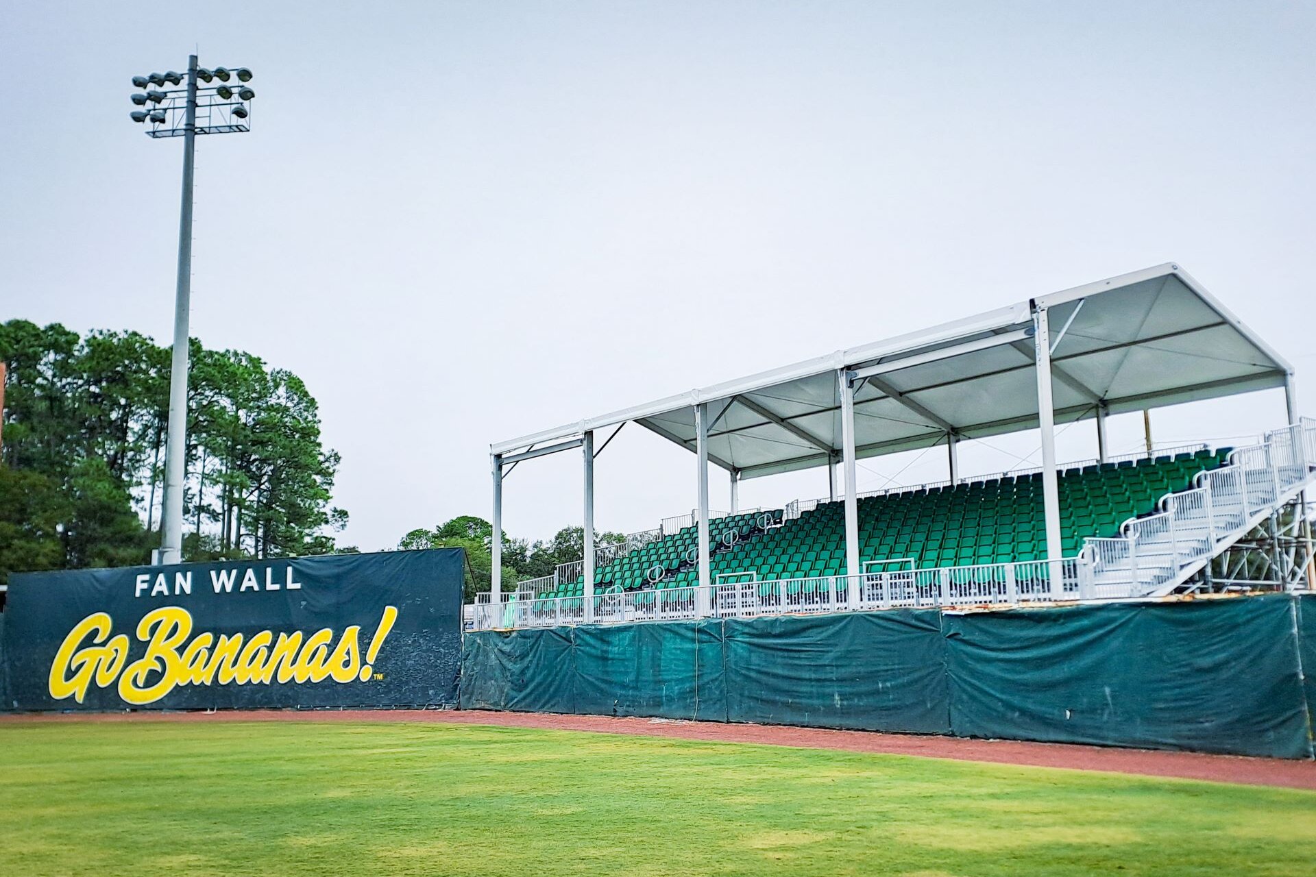 Roofing on tribune exterior view