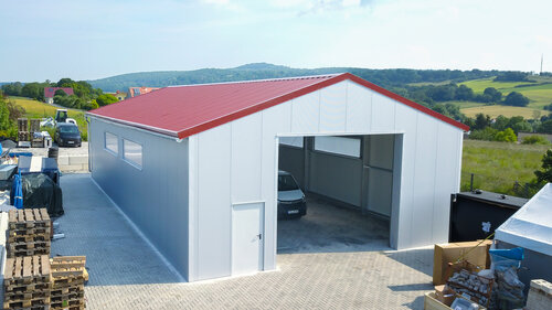 Aerial view of industrial hall