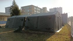 Außenansicht Aufblasbares Rettungszelt MZI 39