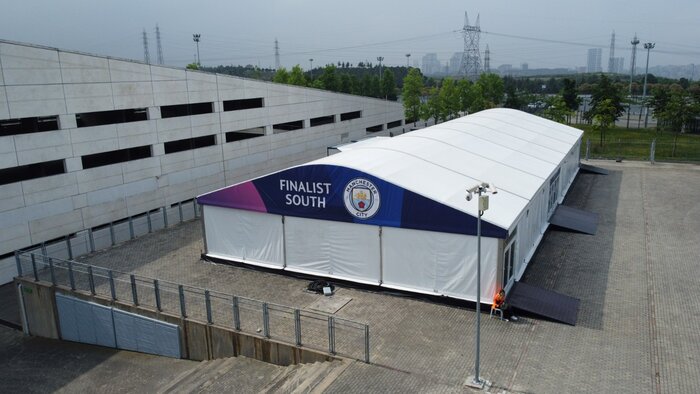 Rundbogenzelt Vogelperspektive