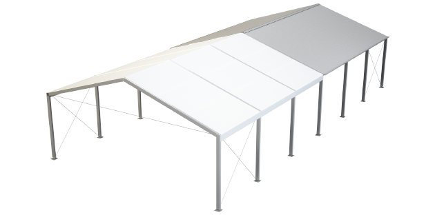 Modellbau einer Industriehalle mit offener Überdachung