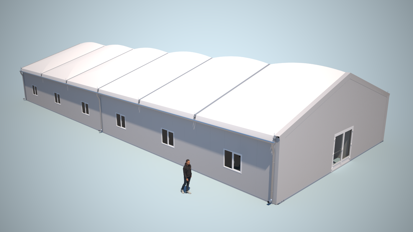 Rendering Schrägansicht Unterkunftslösung